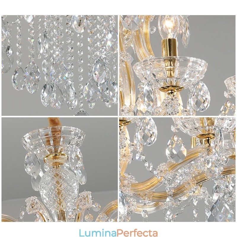 18 (12+6) Candelabru de cristal auriu deschis