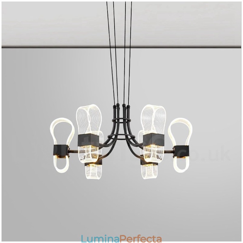 Candelabru cu design nordic post modern cu 6 lumini cu nuanțe acrilice