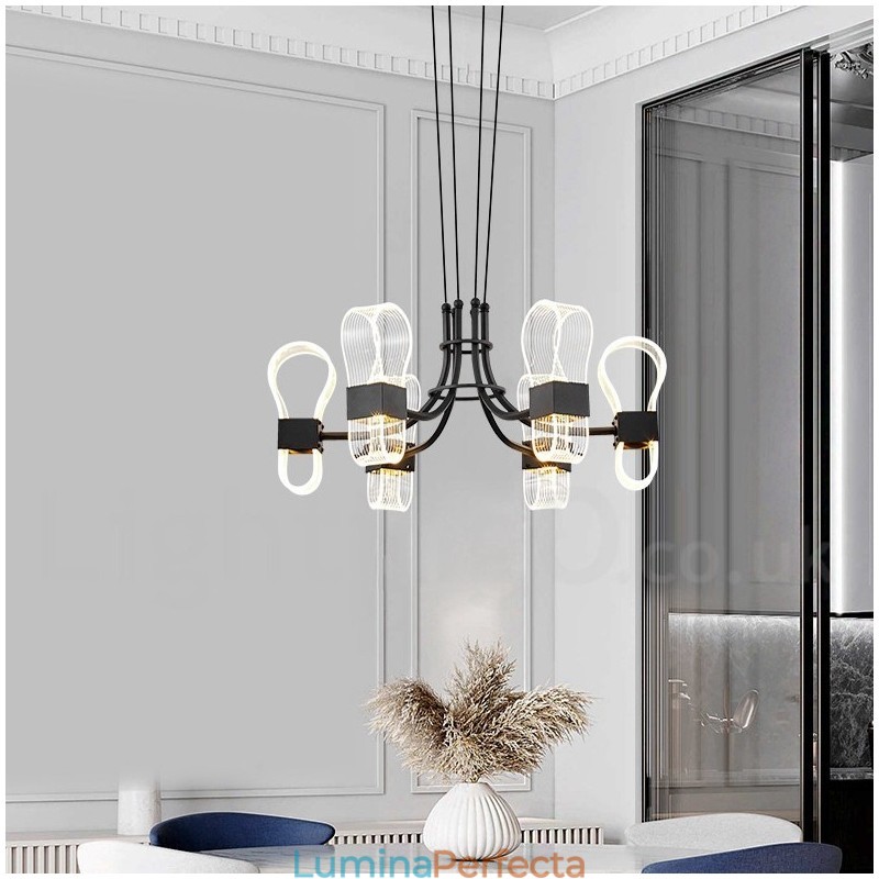 Candelabru cu design nordic post modern cu 6 lumini cu nuanțe acrilice