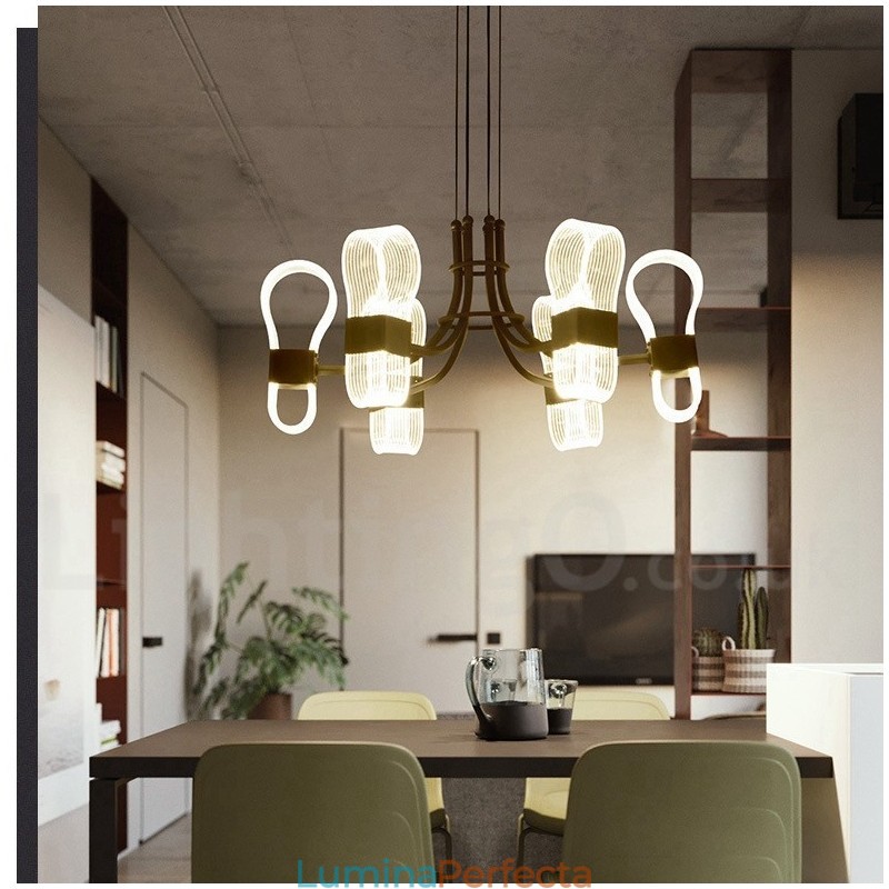 Candelabru cu design nordic post modern cu 6 lumini cu nuanțe acrilice