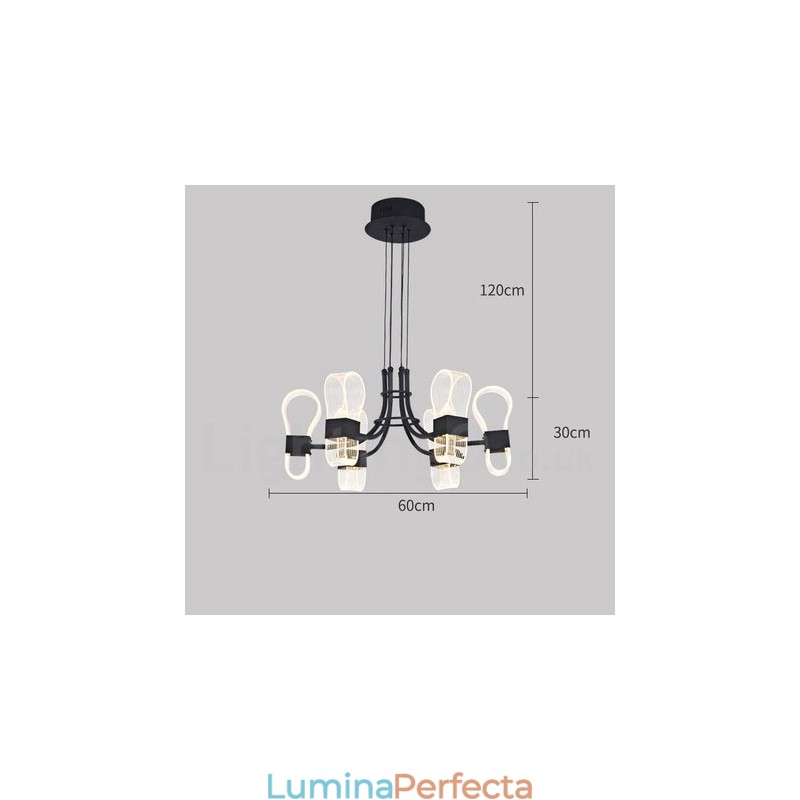Candelabru cu design nordic post modern cu 6 lumini cu nuanțe acrilice