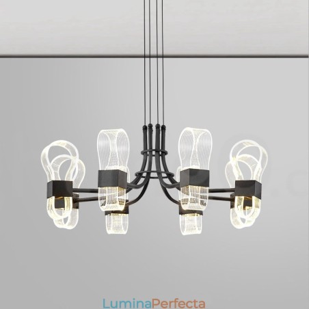 Candelabru de design Nordic Post Modern 2021 cu 8 lumini cu nuanțe acrilice Candelabru de design Nordic Post Modern 2021 cu 8 lumini cu nuanțe acrilice
