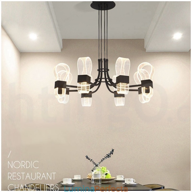 Candelabru de design Nordic Post Modern 2021 cu 8 lumini cu nuanțe acrilice