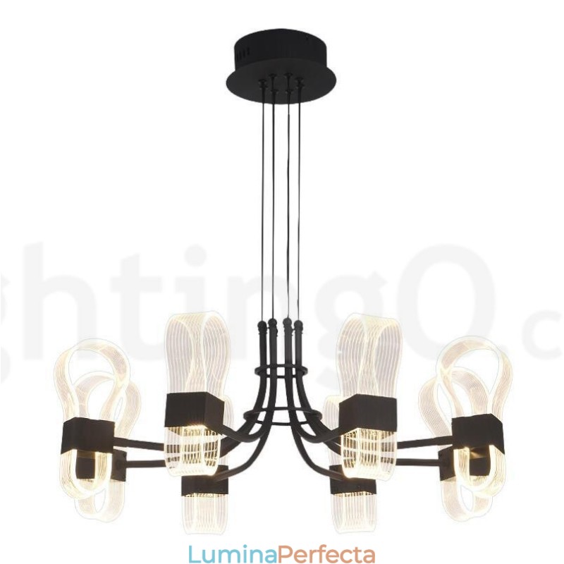 Candelabru de design Nordic Post Modern 2021 cu 8 lumini cu nuanțe acrilice