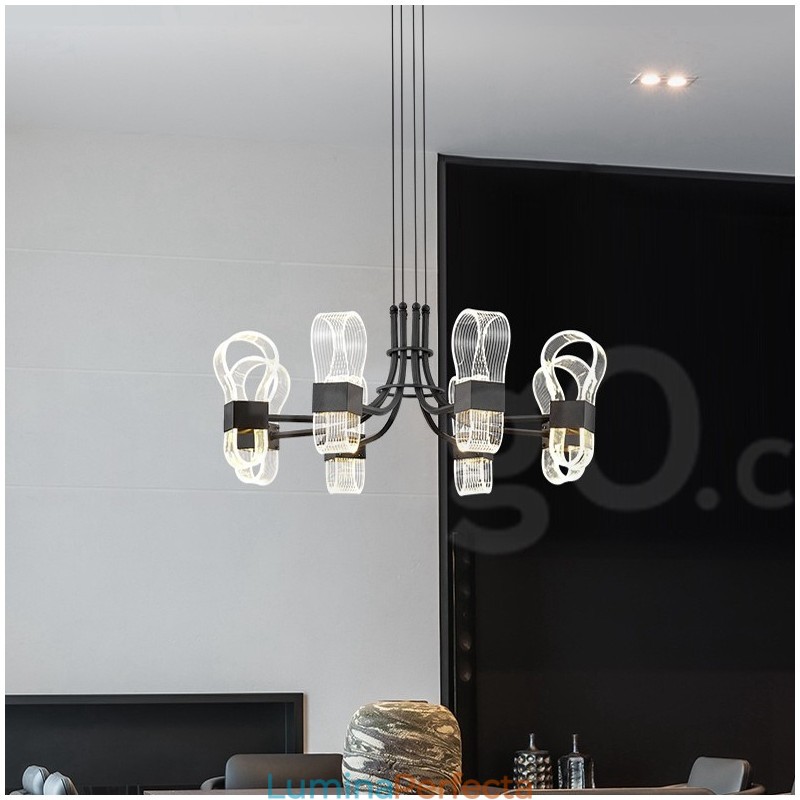 Candelabru de design Nordic Post Modern 2021 cu 8 lumini cu nuanțe acrilice