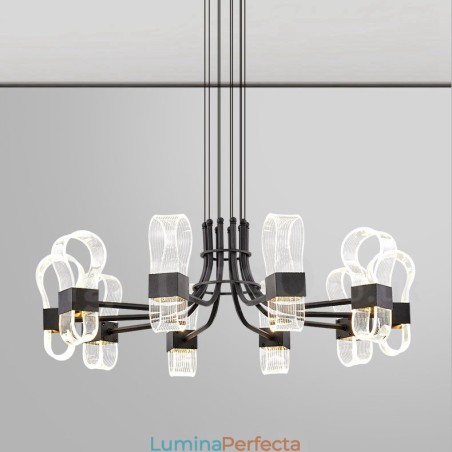 Candelabru cu design nordic post modern 2021 cu 10 lumini cu nuanțe acrilice Candelabru cu design nordic post modern 2021 cu 10 lumini cu nuanțe acrilice
