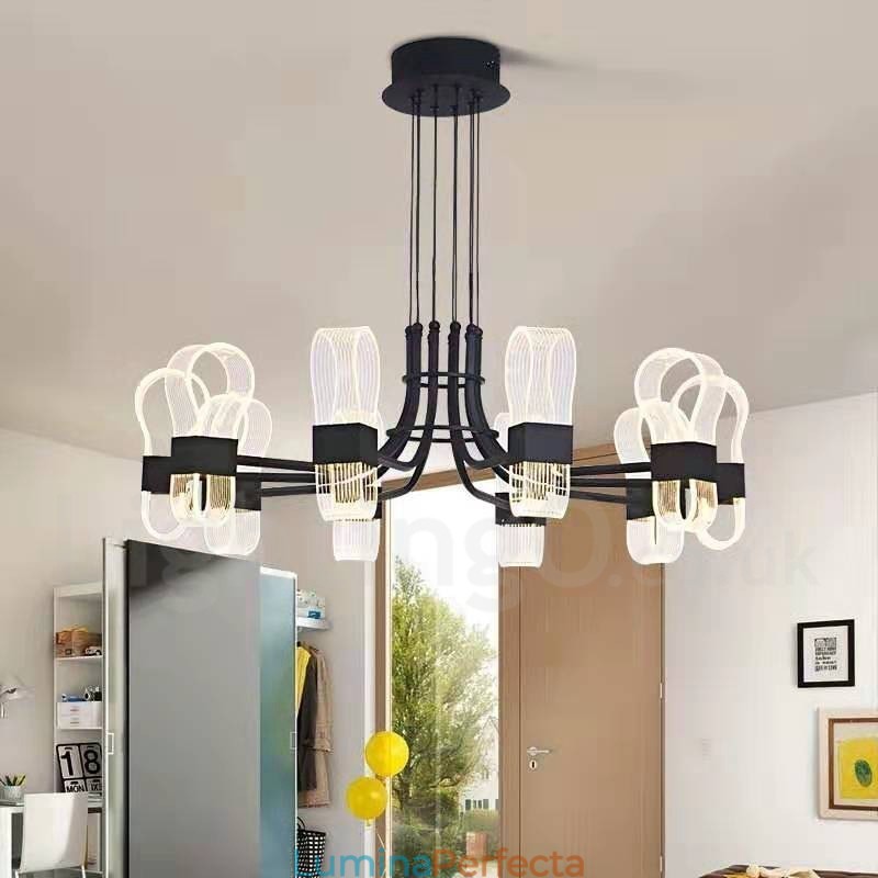 Candelabru cu design nordic post modern 2021 cu 10 lumini cu nuanțe acrilice