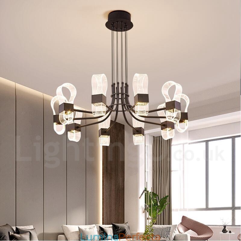 Candelabru cu design nordic post modern 2021 cu 10 lumini cu nuanțe acrilice