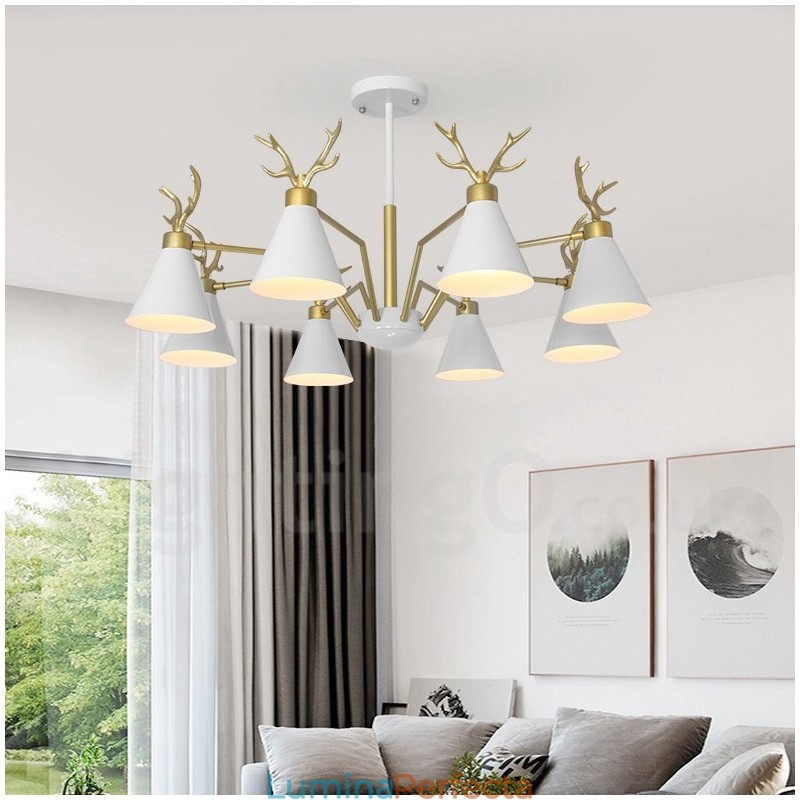 Candelabru Modern Antlers Nordic Macaron cu 8 Lumini