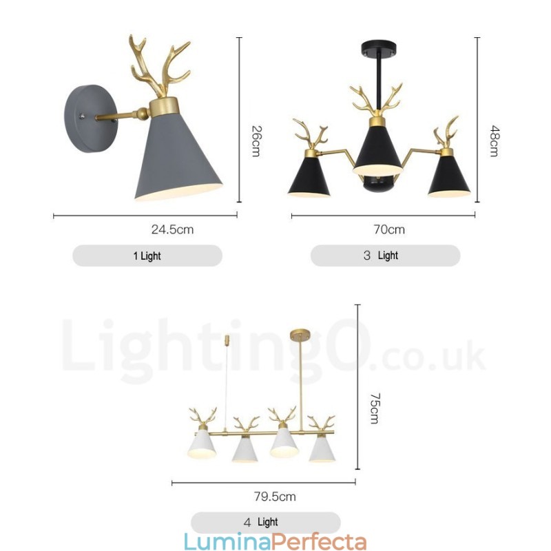 Candelabru Modern Antlers Nordic Macaron cu 8 Lumini