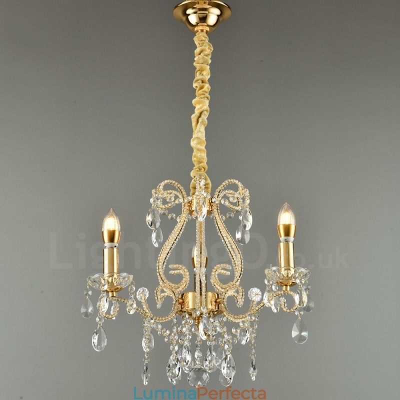 3 Lumini Aur Argintiu Stil American Candelabru Cristal Pendant Magazin de Lumini