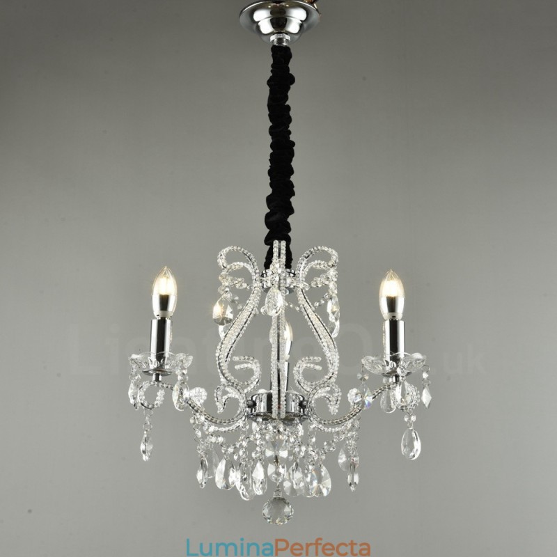 3 Lumini Aur Argintiu Stil American Candelabru Cristal Pendant Magazin de Lumini