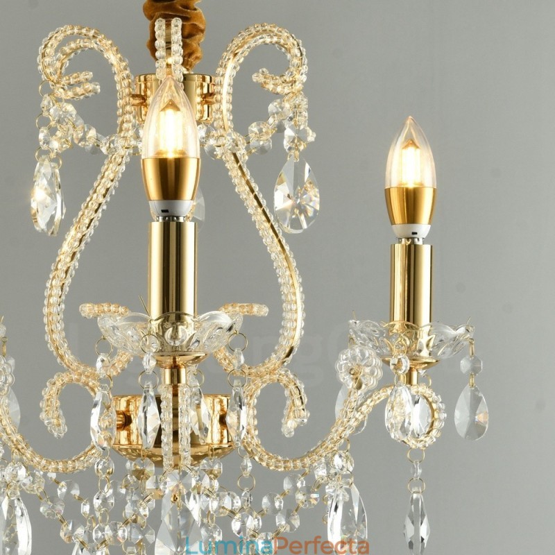 3 Lumini Aur Argintiu Stil American Candelabru Cristal Pendant Magazin de Lumini