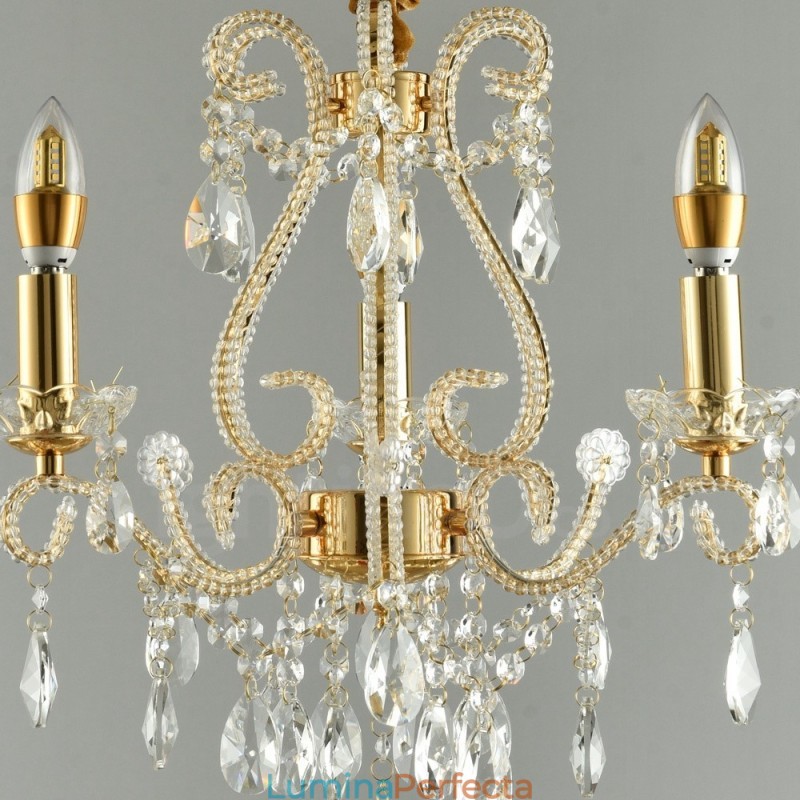 3 Lumini Aur Argintiu Stil American Candelabru Cristal Pendant Magazin de Lumini