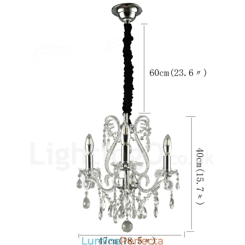 3 Lumini Aur Argintiu Stil American Candelabru Cristal Pendant Magazin de Lumini