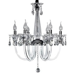 Candelabru de cristal elegant cu 6 lumini in bec de lumanare