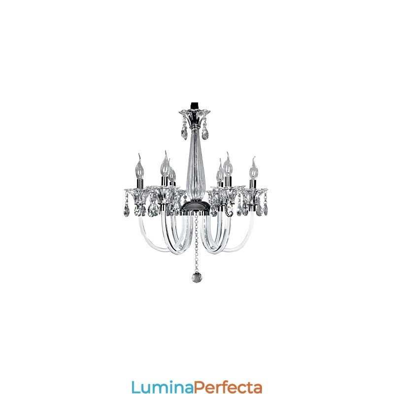 Candelabru de cristal elegant cu 6 lumini in bec de lumanare