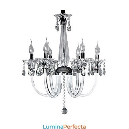 Candelabru de cristal elegant cu 6 lumini in bec de lumanare Candelabru de cristal elegant cu 6 lumini in bec de lumanare