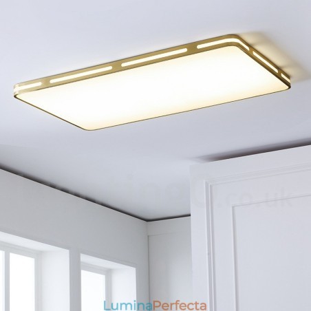 Plafoniere dreptunghiulare ultra subțiri, în stil nordic contemporan, modern, din alamă, cu abajur acrilic, pot fi folosite și ca lampă de perete Plafoniere dreptunghiulare ultra subțiri, în stil nordic contemporan, modern, din alamă, cu abajur acrilic, pot fi folosite și ca lampă de perete
