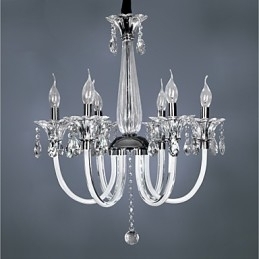 Candelabru de cristal elegant cu 6 lumini in bec de lumanare
