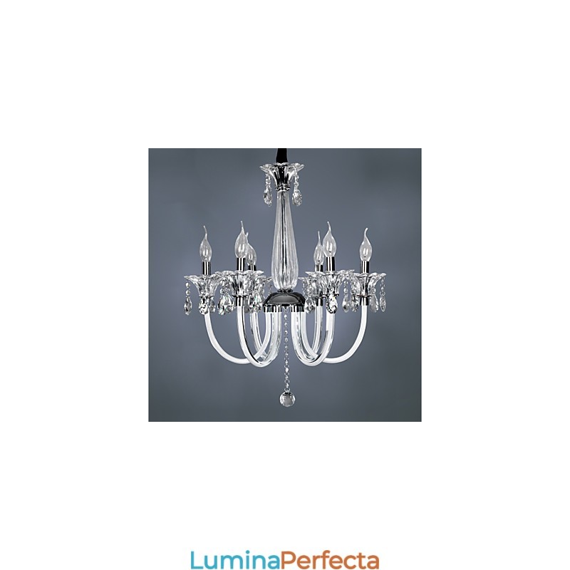 Candelabru de cristal elegant cu 6 lumini in bec de lumanare