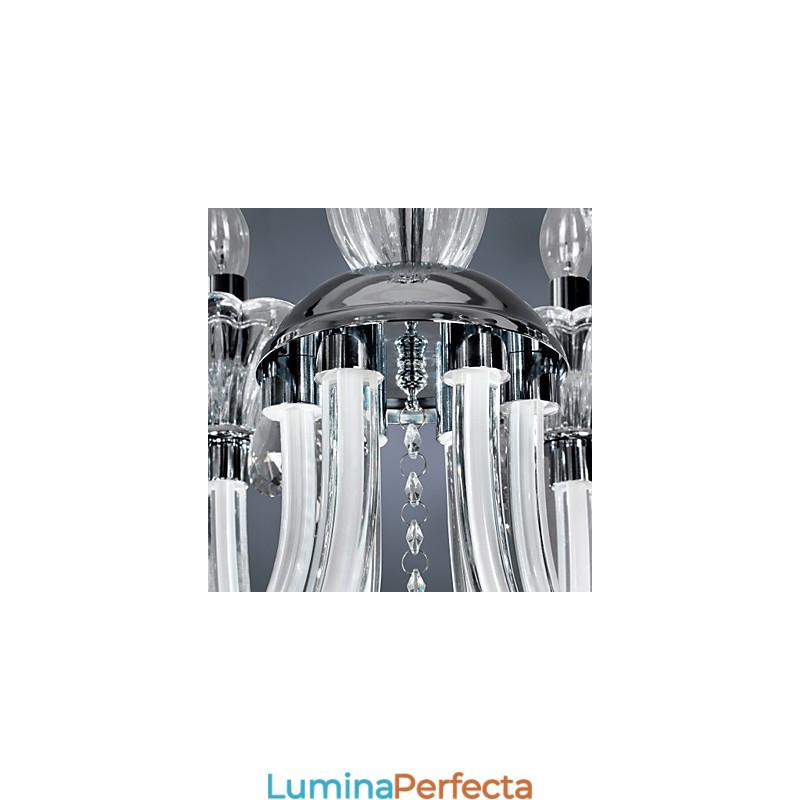Candelabru de cristal elegant cu 6 lumini in bec de lumanare