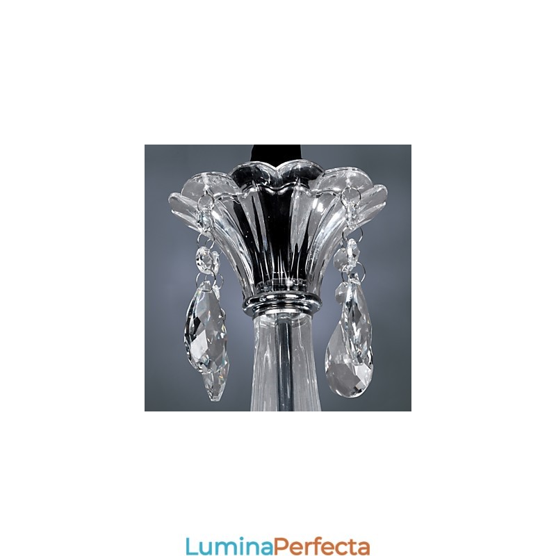 Candelabru de cristal elegant cu 6 lumini in bec de lumanare