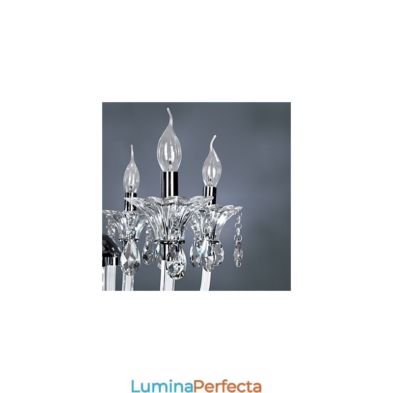 Candelabru de cristal elegant cu 6 lumini in bec de lumanare