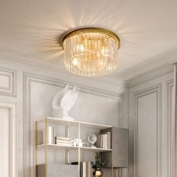 Sala de expoziții de plafoniere rotunde K9 de lux postmodernă cu montare încasată de cristal
