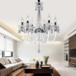 Candelabru de cristal elegant cu 6 lumini in bec de lumanare