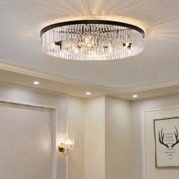 Sala de expoziții de plafoniere rotunde K9 de lux postmodernă cu montare încasată de cristal