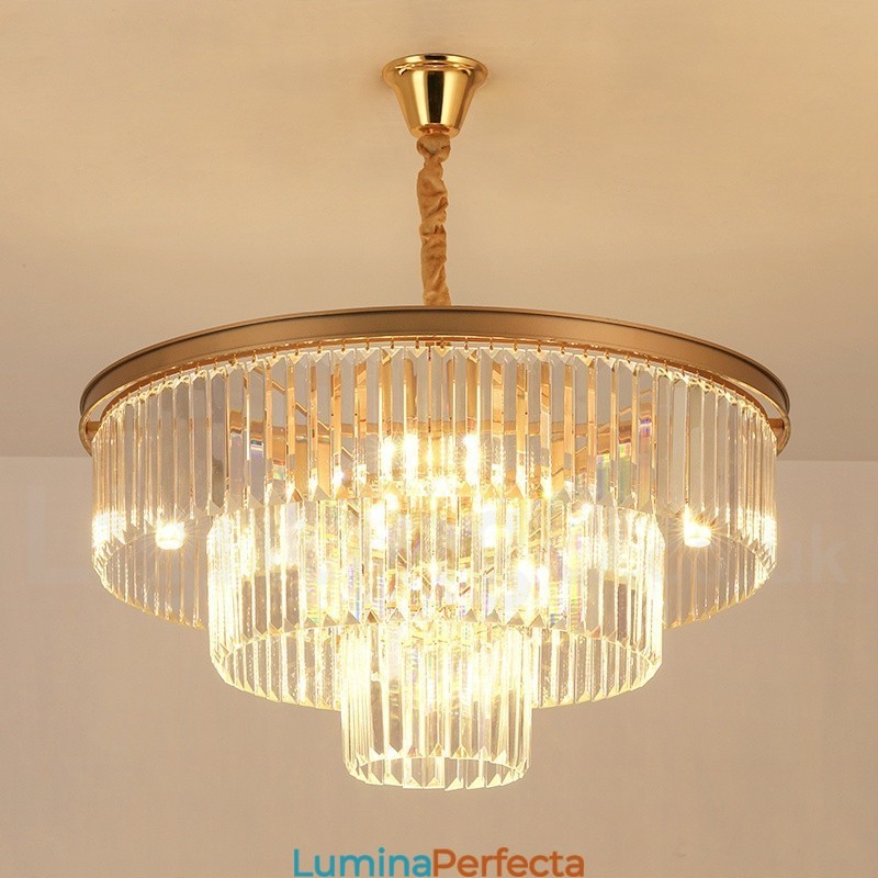 Sala de expoziții de lumini de candelabru cu pandantiv de cristal K9 rotund de lux postmodern