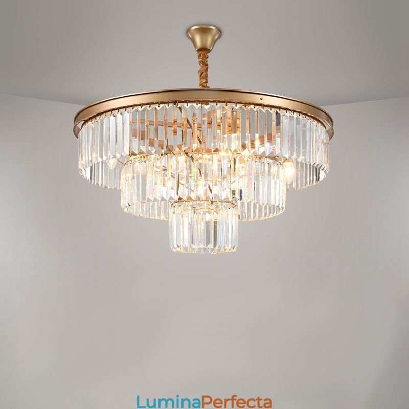 Sala de expoziții de lumini de candelabru cu pandantiv de cristal K9 rotund de lux postmodern