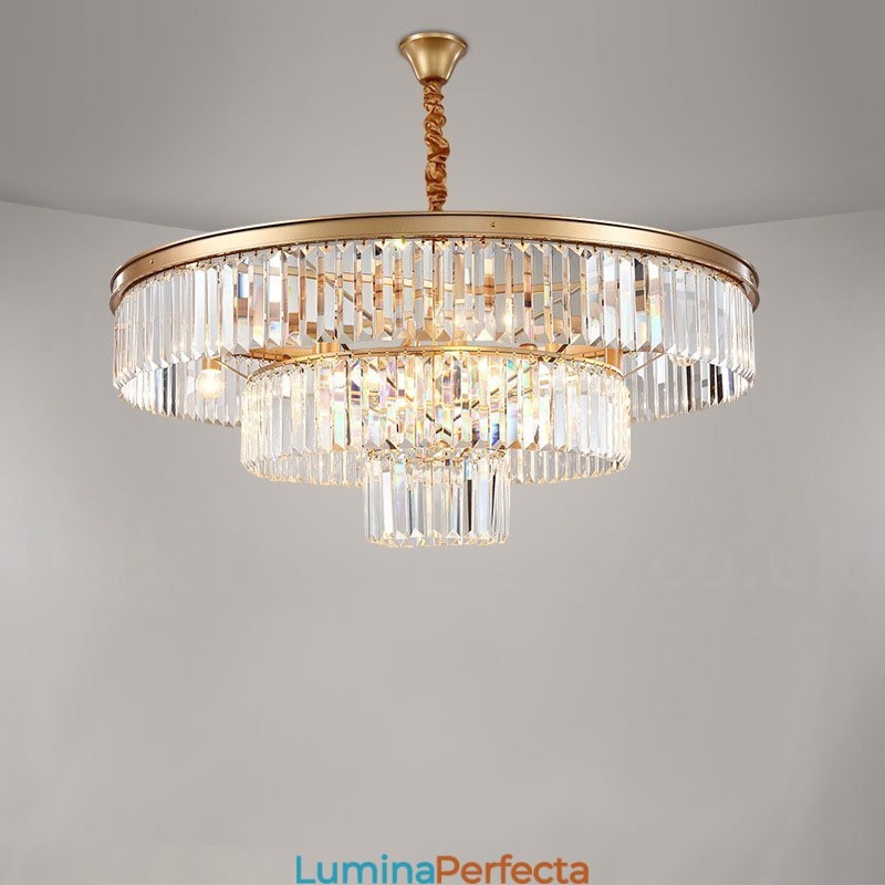 Sala de expoziții de lumini de candelabru cu pandantiv de cristal K9 rotund de lux postmodern