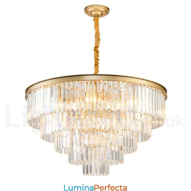 Sala de expoziții de lumini de candelabru cu pandantiv de cristal K9 rotund de lux postmodern