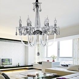 Candelabru de cristal elegant cu 6 lumini in bec de lumanare