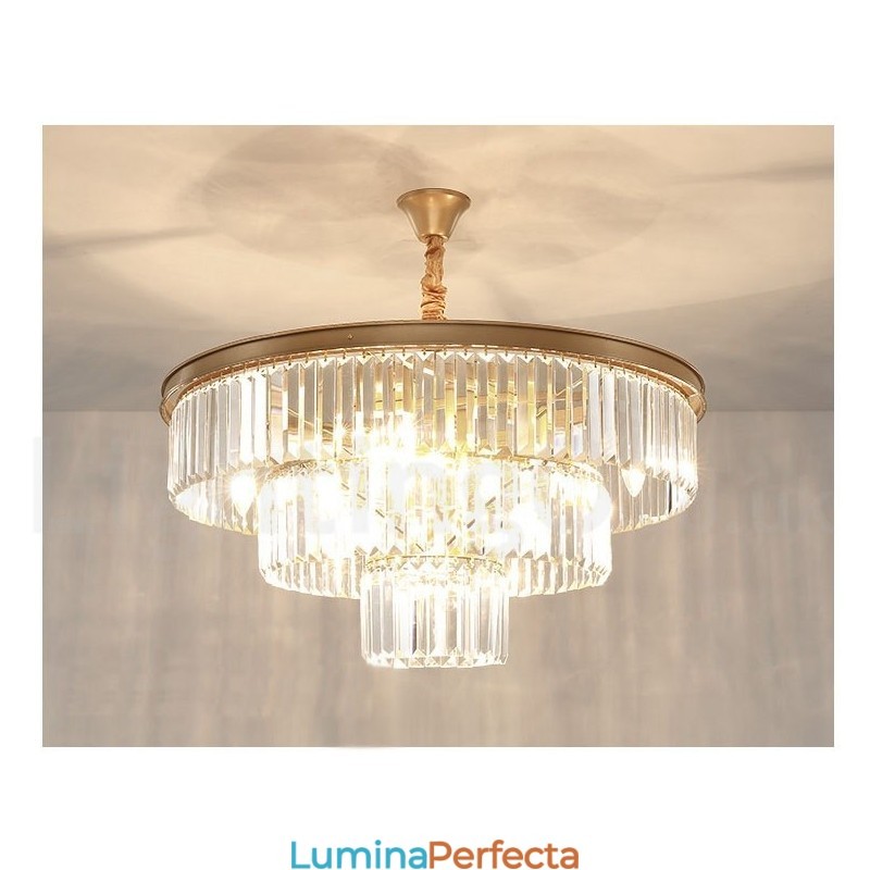 Sala de expoziții de lumini de candelabru cu pandantiv de cristal K9 rotund de lux postmodern