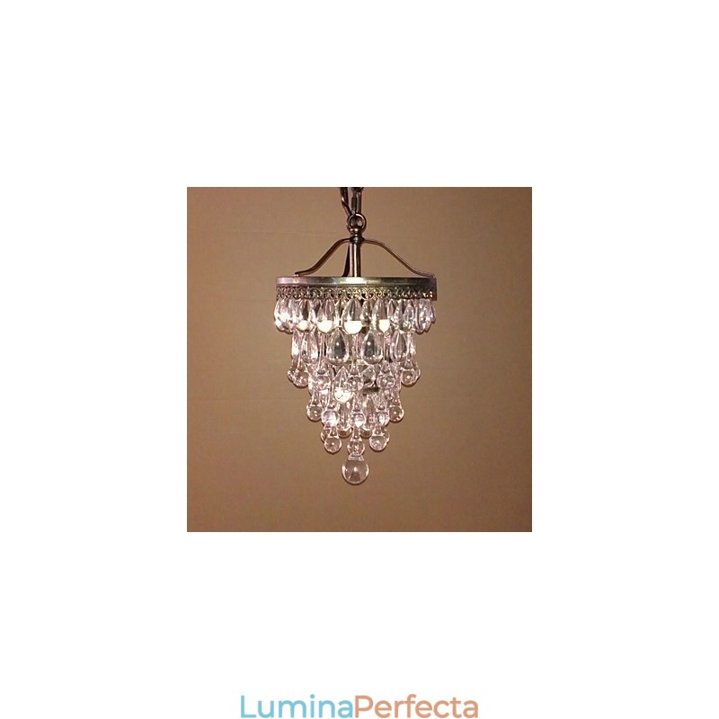 Pandantiv modern cu margele de cristal cu 1 lumina si corp de culoare antica