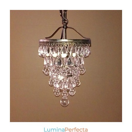 Pandantiv modern cu margele de cristal cu 1 lumina si corp de culoare antica