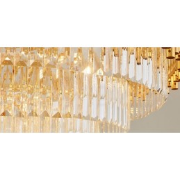 Sala de expoziții de lumini de candelabru cu pandantiv din cristal K9 rotund de lux postmodern auriu