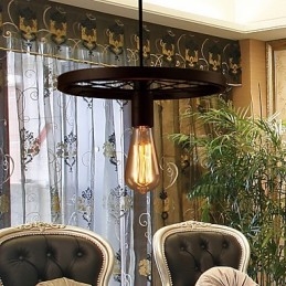 Lampă suspendată industrială cu 1 lumină, vintage, în nuanță de fier