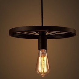 Lampă suspendată industrială cu 1 lumină, vintage, în nuanță de fier