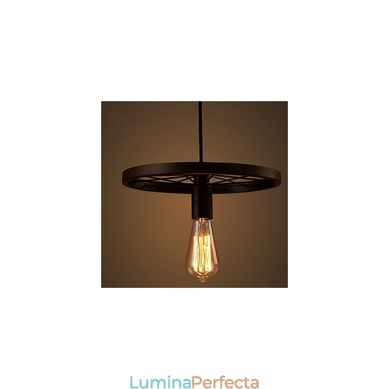 Lampă suspendată industrială cu 1 lumină, vintage, în nuanță de fier
