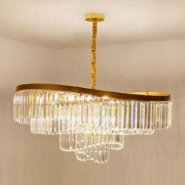 Sala de expoziții candelabru cu pandantiv din cristal K9 rotund de lux postmodern din aur