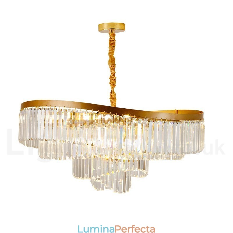 Sala de expoziții candelabru cu pandantiv din cristal K9 rotund de lux postmodern din aur