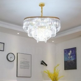 Sala de expoziții candelabru cu pandantiv din cristal K9 rotund de lux postmodern din aur