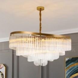 Sala de expoziții candelabru cu pandantiv din cristal K9 rotund de lux postmodern din aur