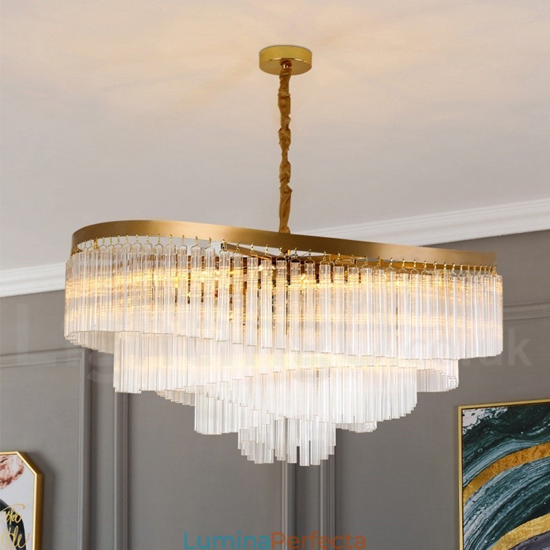 Sala de expoziții candelabru cu pandantiv din cristal K9 rotund de lux postmodern din aur