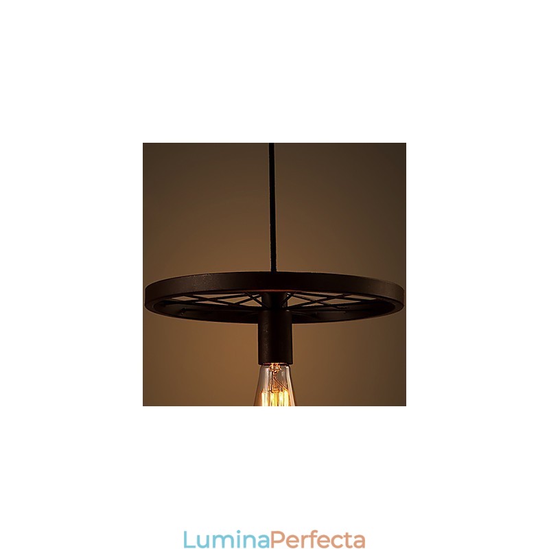 Lampă suspendată industrială cu 1 lumină, vintage, în nuanță de fier