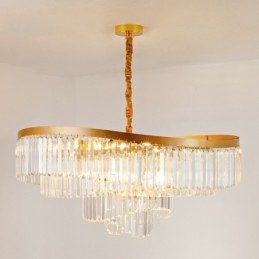 Sala de expoziții candelabru cu pandantiv din cristal K9 rotund de lux postmodern din aur